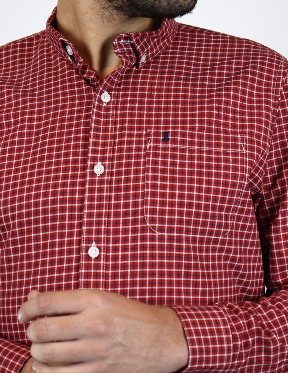 Camisa Cuadros Roja Manga Larga Talla Extra 100% Algodón 2212461