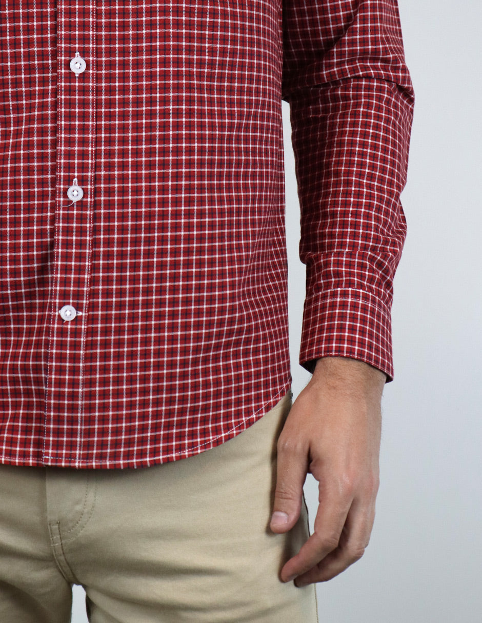 Camisa Cuadros Roja Manga Larga Talla Extra 100% Algodón 2212461