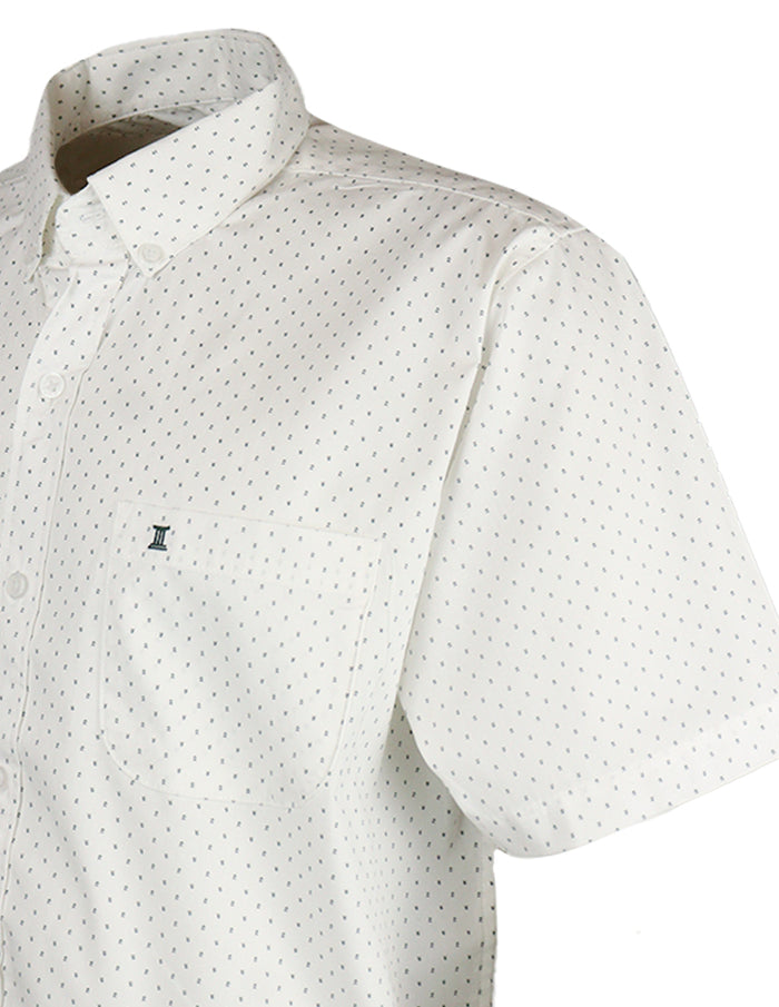 CAMISA MANGA CORTA BLANCO ESTAMPADO 100% ALGODÓN  REF 2212492