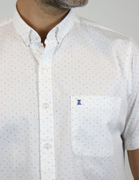 CAMISA MANGA CORTA BLANCO ESTAMPADO 100% ALGODÓN  REF 2215064