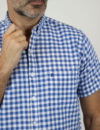 Camisa Cuadros Azul con Manga Corta 100% Algodón 2215078