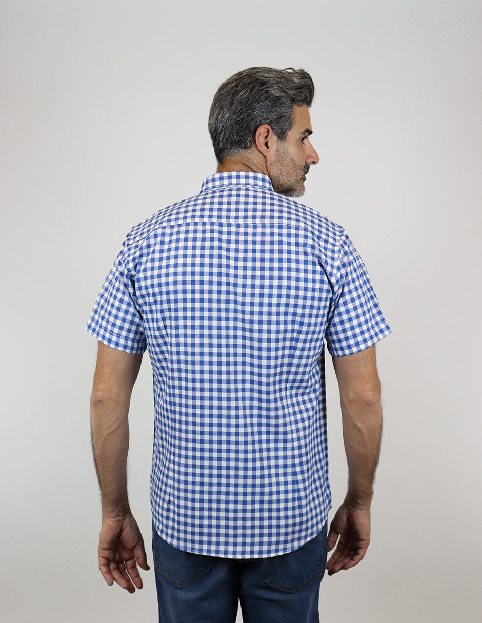 Camisa Cuadros Azul con Manga Corta 100% Algodón 2215078