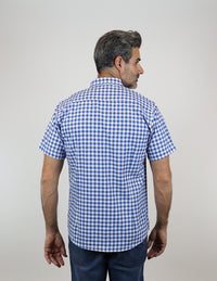 Camisa Cuadros Azul con Manga Corta 100% Algodón 2215078