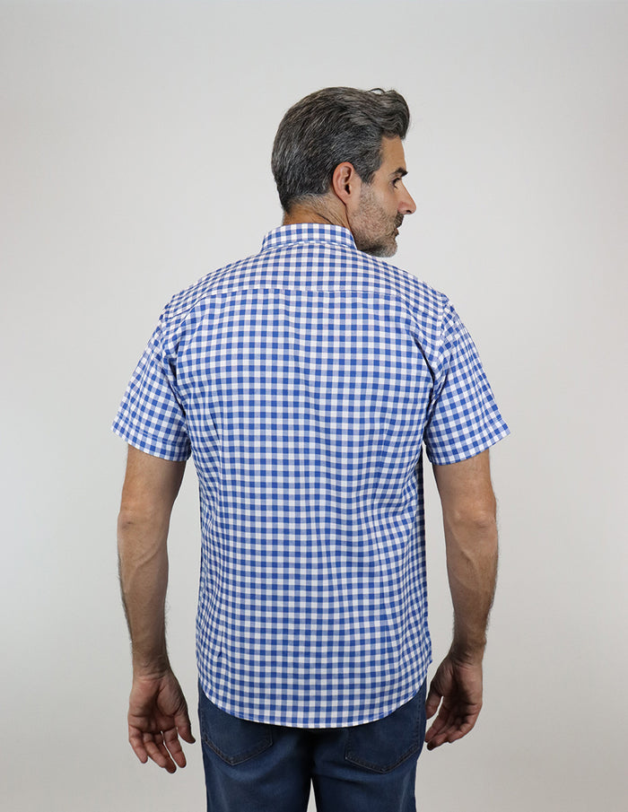 Camisa Cuadros Azul con Manga Corta 100% Algodón 2215078