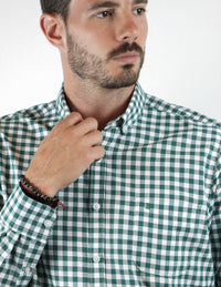 Camisa de Manga Larga Casual Estilo Cuadros Verde