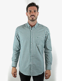 Camisa de Manga Larga Casual Estilo Cuadros Verde