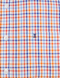 CAMISA MANGA CORTA NARANJA CUADROS 100% ALGODÓN  REF 2301025