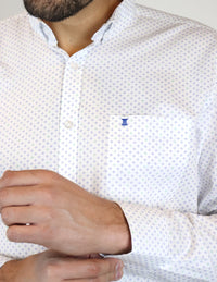 Camisa Estampada Blanca con Manga Larga Talla Extra 100% Algodón 2303057 - dioromx