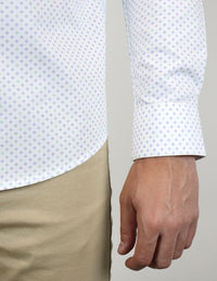 Camisa Estampada Blanca con Manga Larga Talla Extra 100% Algodón 2303057 - dioromx