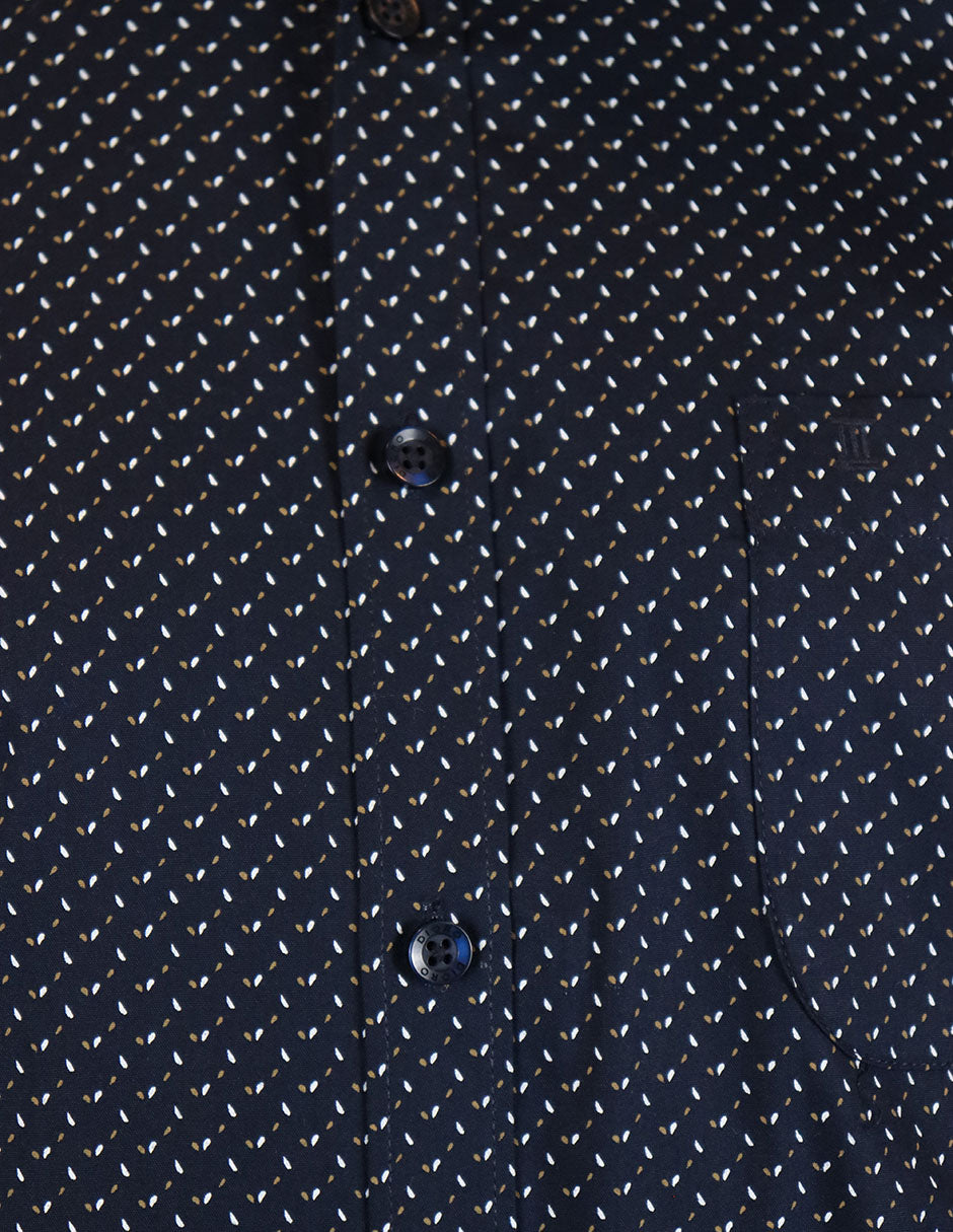 Camisa Estampada Azul Manga Larga Talla Extra 100% Algodón 2303058