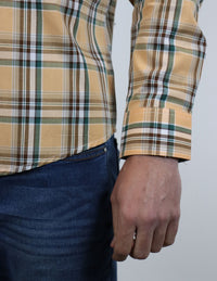 Camisa de Cuadros Amarilla con Manga Larga Talla Extra 100% Algodón 2304073