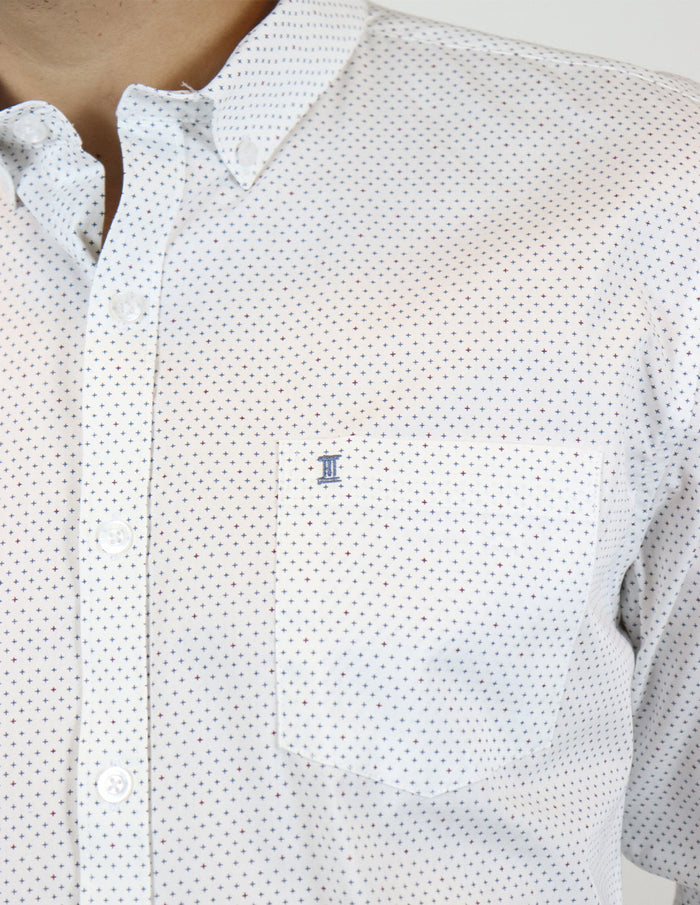 CAMISA MANGA LARGA BLANCA ESTAMPADO 100% ALGODÓN TALLA EXTRA 2304084