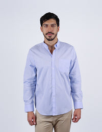 Camisa de Manga Larga Azul Casual con Estampado