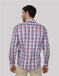 CAMISA MANGA LARGA MORADO CUADROS 100% ALGODÓN  REF 2304094