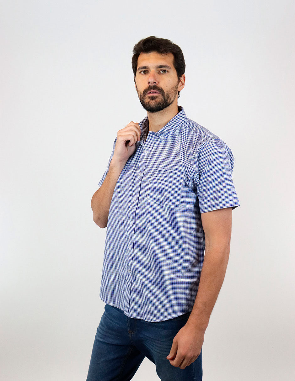 CAMISA MANGA CORTA AZUL CUADROS REF 2304101