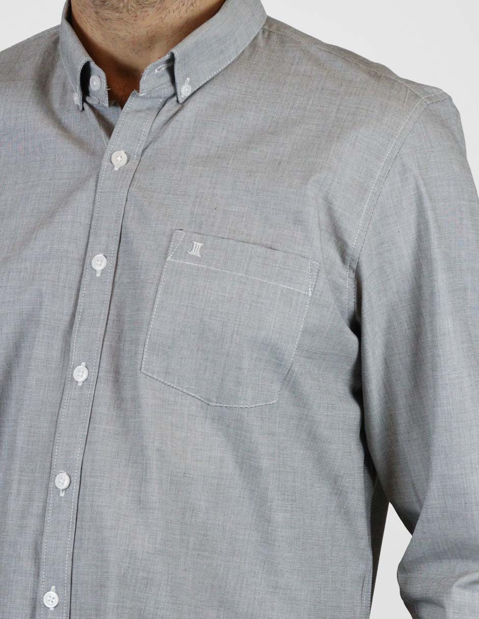 CAMISA MANGA LARGA GRIS LISA 100% ALGODÓN REF 2305116