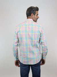 CAMISA MANGA LARGA MULTICOLOR CUADROS 100% ALGODÓN REF 2305133 E