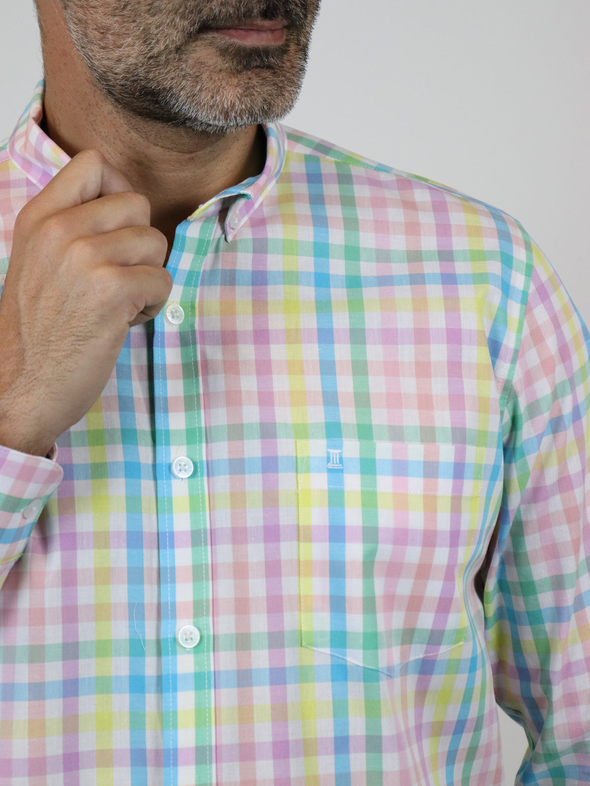 CAMISA MANGA LARGA MULTICOLOR CUADROS 100% ALGODÓN REF 2305133 E