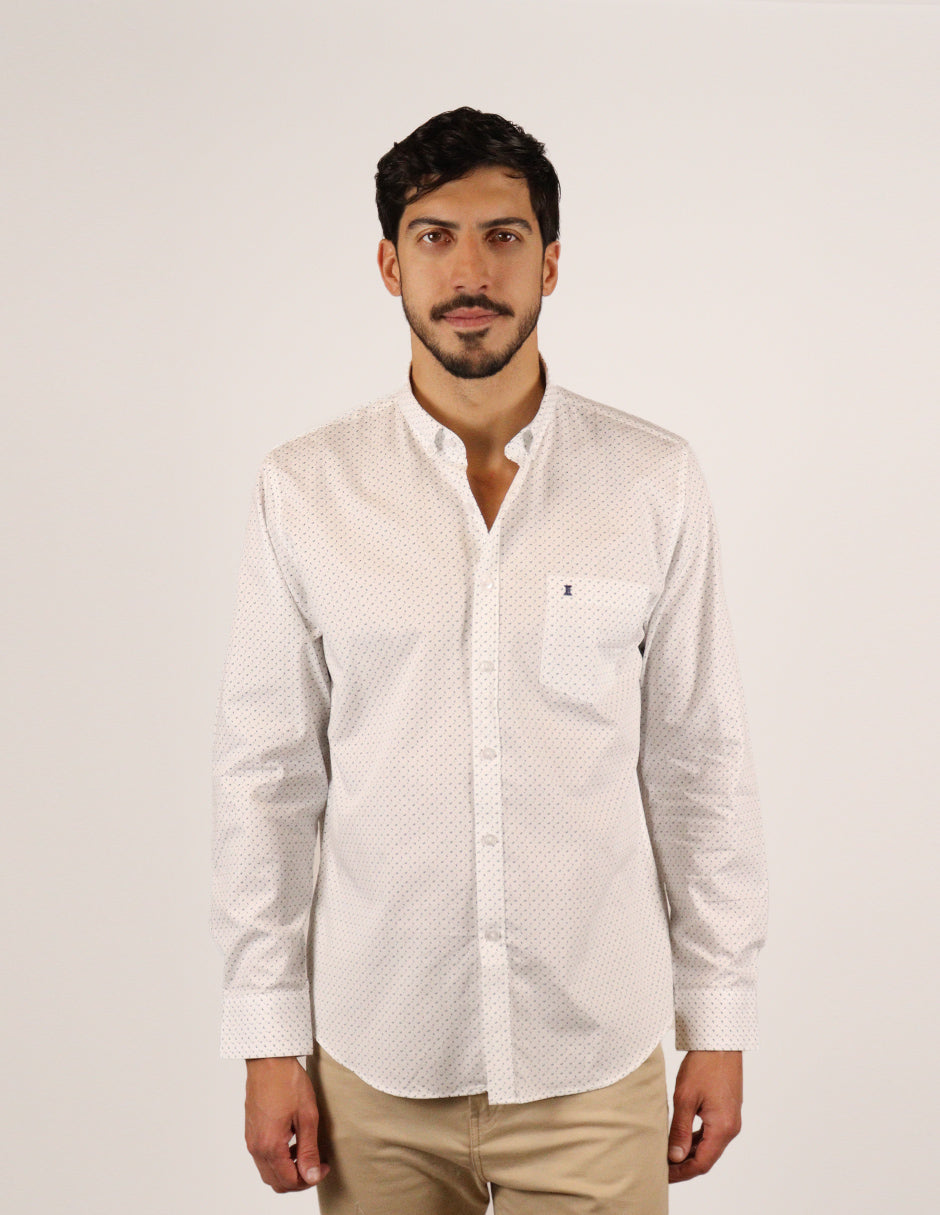 CAMISA MANGA LARGA BLANCO ESTAMPADO 100% ALGODÓN 2305141