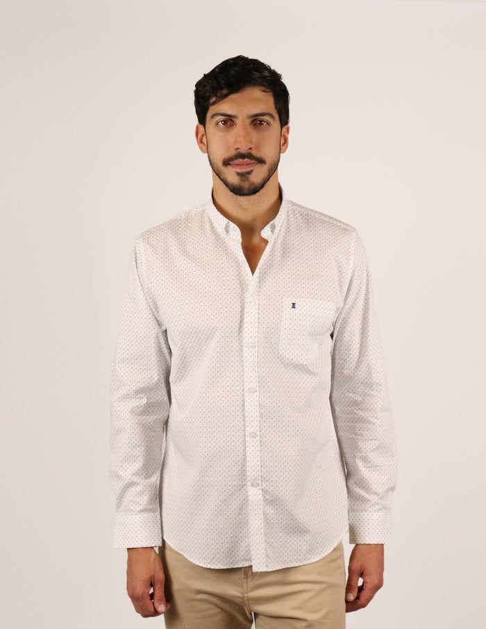 CAMISA MANGA LARGA BLANCO ESTAMPADO 100% ALGODÓN 2305141