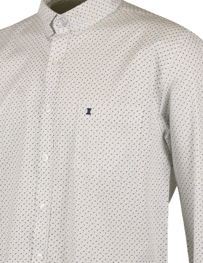 CAMISA MANGA LARGA BLANCO ESTAMPADO 100% ALGODÓN