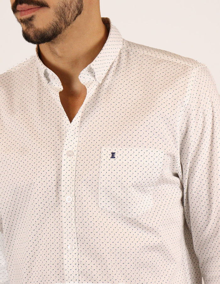 Camisa de Vestir Manga Larga Blanca con Estampado Talla Extra 2305141 - dioromx