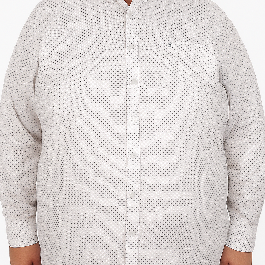 Camisa de Vestir Manga Larga Blanca con Estampado 2305141