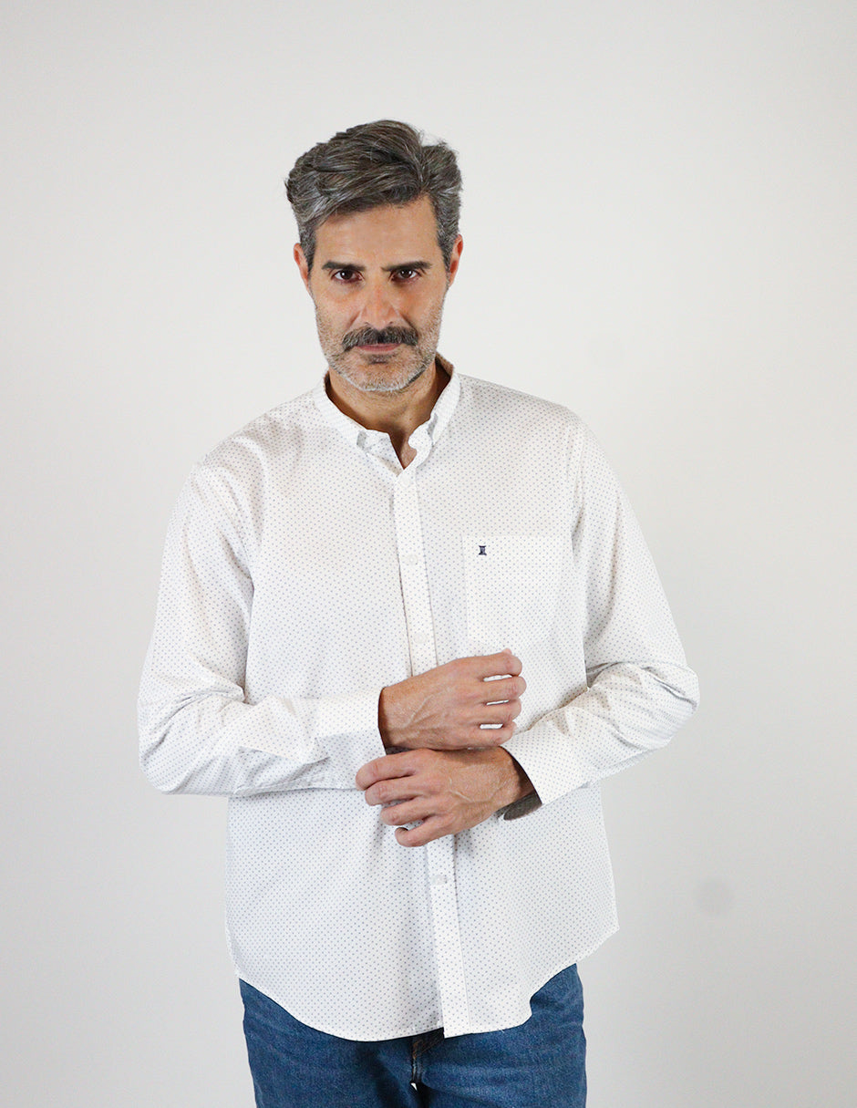 Camisa Manga Larga Estilo Estampado Blanca