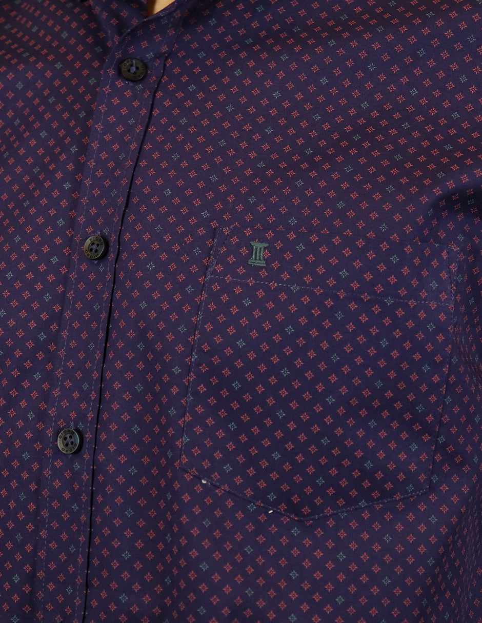 CAMISA MANGA LARGA MORADO ESTAMPADO 100% ALGODÓN  REF 2305149 E