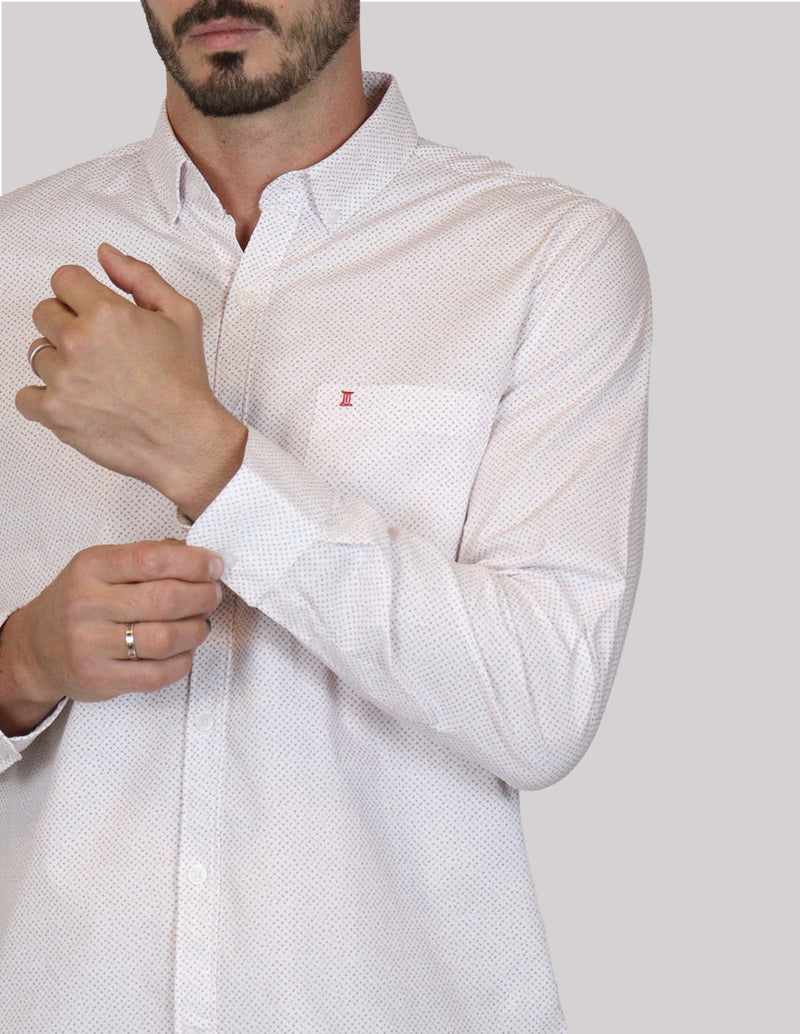 CAMISA MANGA LARGA BLANCO ESTAMPADO 100% ALGODÓN REF 2305158