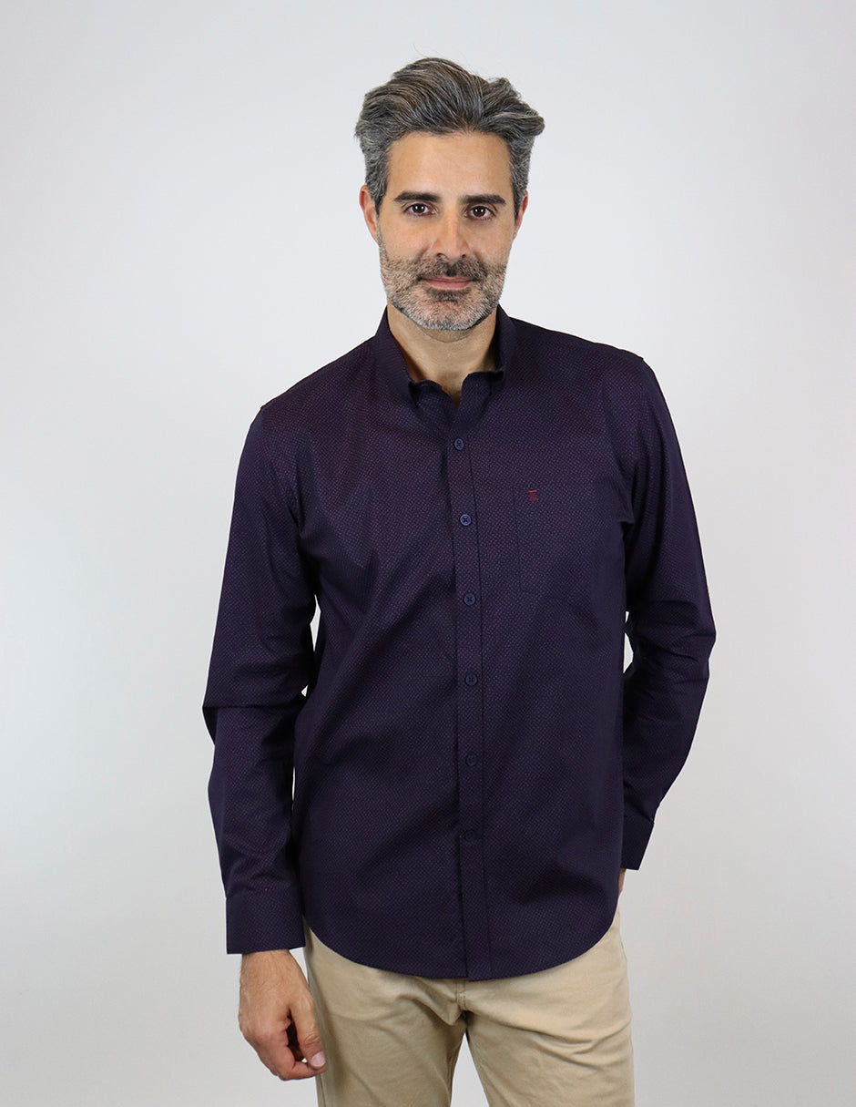 Camisa Estampada Morada de Manga Larga 100% Algodón 2305161 - dioromx