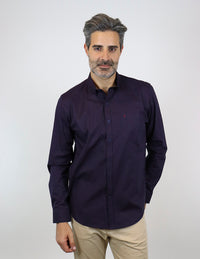 Camisa Estampada Morada de Manga Larga 100% Algodón 2305161 - dioromx