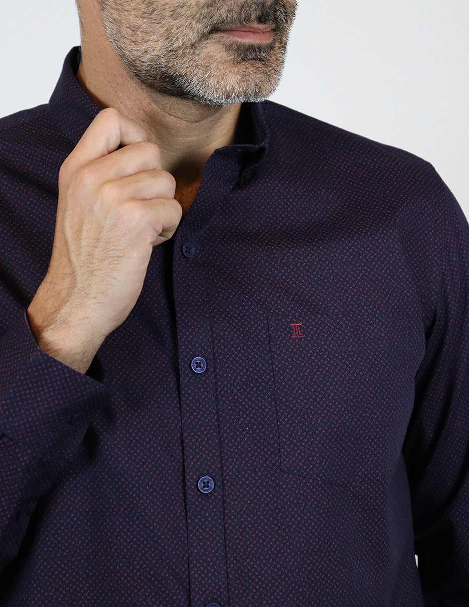 Camisa Estampada Morada de Manga Larga 100% Algodón 2305161 - dioromx
