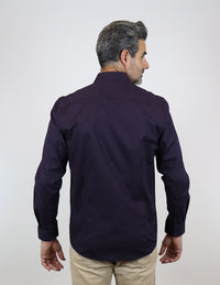 Camisa Estampada Morada de Manga Larga 100% Algodón 2305161 - dioromx