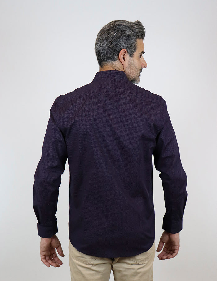 Camisa Estampada Morada de Manga Larga 100% Algodón 2305161 - dioromx
