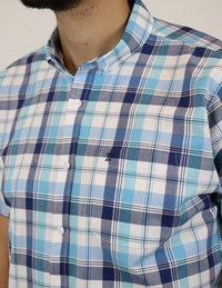 CAMISA MANGA CORTA AZUL CUADROS  REF 2305190