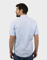 CAMISA MANGA CORTA AZUL CUADROS 100% ALGODÓN  REF 2305193