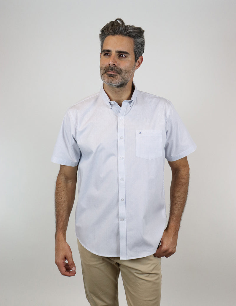 CAMISA MANGA CORTA BLANCO ESTAMPADO 100% ALGODÓN REF 2305196