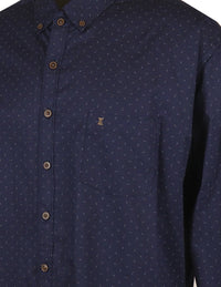Camisa Estampada Azul Manga Larga Talla Extra 100% Algodón 2306003
