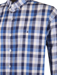 Camisa Cuadros Azul Manga Larga Talla Extra 100% Algodón 2306013