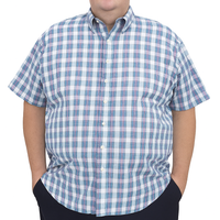 Camisa de Cuadros Azul con Manga Corta Talla Extra 100% Algodón 2306022