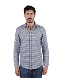 CAMISA MANGA LARGA AZUL CUADROS  REF 2306200