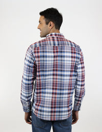 CAMISA MANGA LARGA AZUL CUADROS  REF 2306201