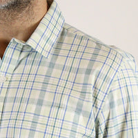 Camisa de Cuadros Blanca con Manga Corta 100% Algodón Talla Extra 2306203