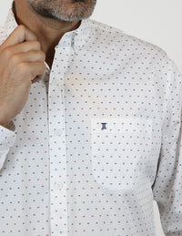 CAMISA MANGA LARGA BLANCO ESTAMPADO 100% ALGODÓN  REF 2306208