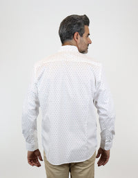 CAMISA MANGA LARGA BLANCO ESTAMPADO 100% ALGODÓN  REF 2306208