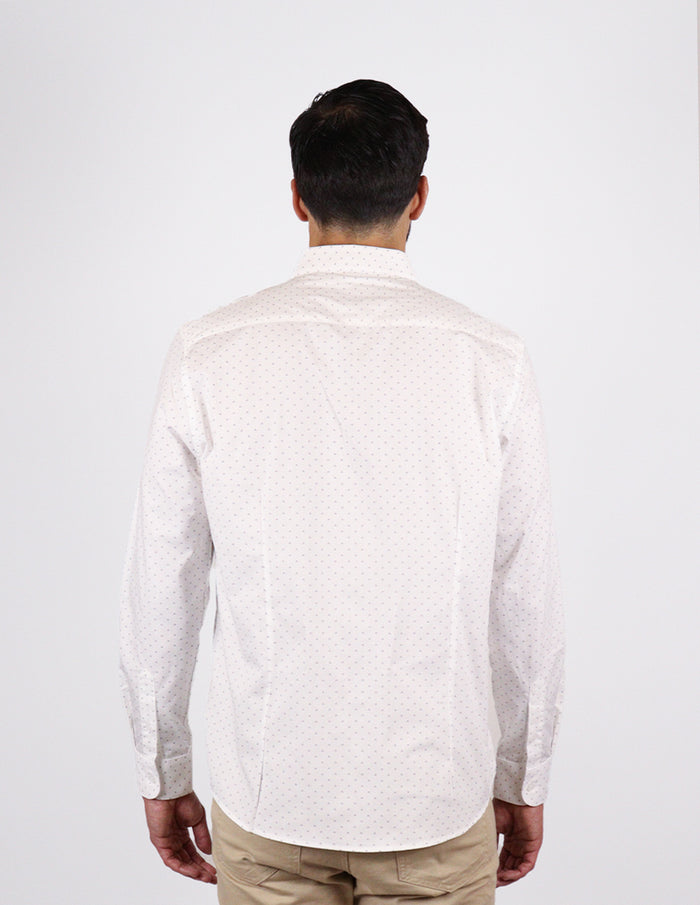 CAMISA MANGA LARGA BLANCO ESTAMPADO 100% ALGODÓN  REF 2306210