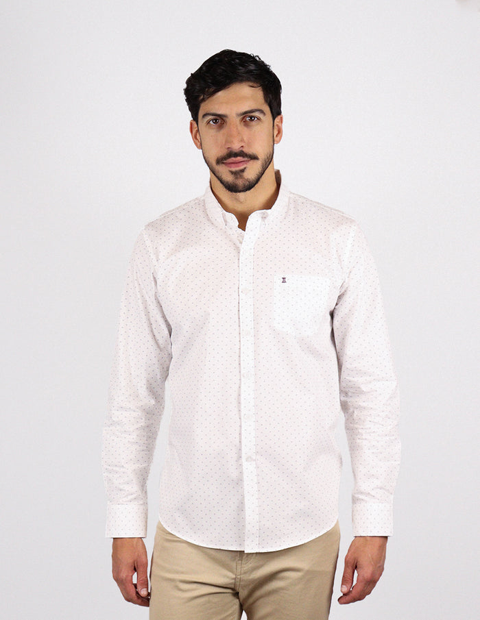 CAMISA MANGA LARGA BLANCO ESTAMPADO 100% ALGODÓN  REF 2306210