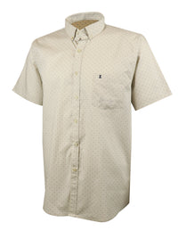 CAMISA MANGA CORTA BEIGE ESTAMPADO 100% ALGODÓN REF 2306214