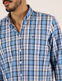 CAMISA MANGA LARGA AZUL CUADROS  REF 2306222